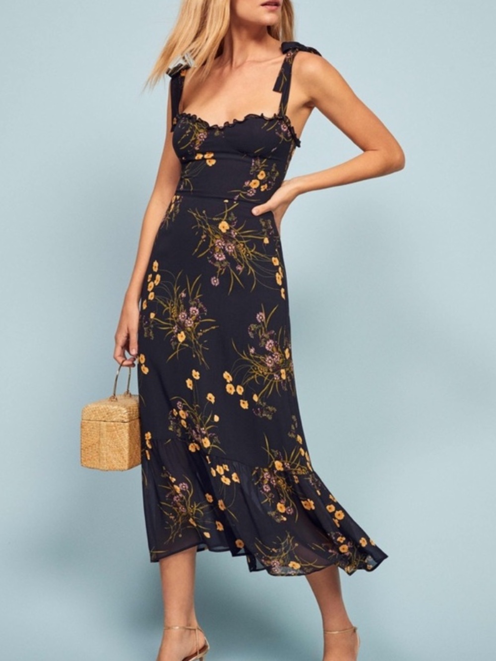 Reformation Nikita Midi Dress In Mademoiselle Size 4